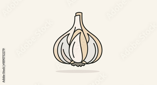 Charming garlic bulb illustration with simple lines and pastel colors design idea
