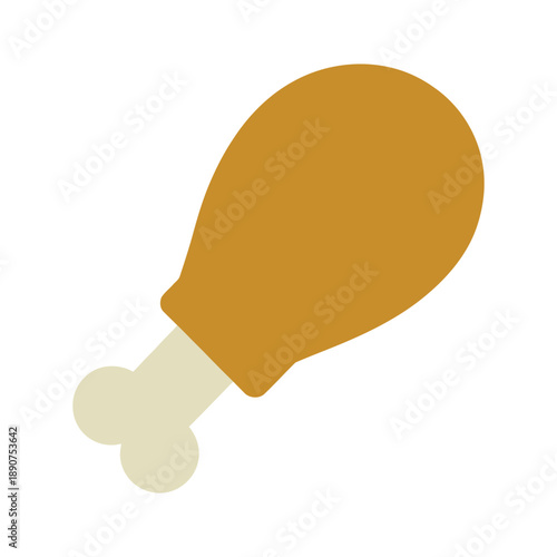 A cartoon illustration of a chicken leg with a bone.