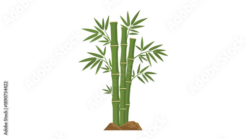 Vibrant green bamboo stalks illustration depicting a serene and natural Asian plant motif growing from fertile ground a symbol of resilience and