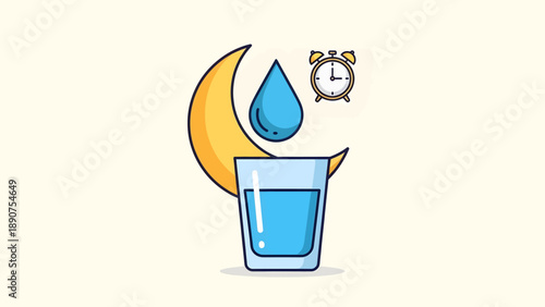 Glass of Water with Droplet and Timer.