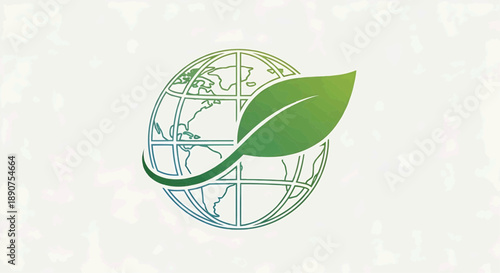 Sustainable Planet Earth Icon with Green Leaf A Visual Metaphor for Global Environmental Care and Ecological Balance, Highlighting Eco-Friendly Initiatives