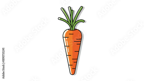 Bright orange cartoon carrot with fresh green leaves, a delightful visual representing healthy eating and natural garden bounty, suitable for