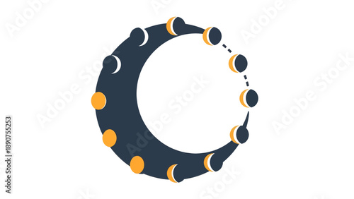 Lunar Cycle Phases Moon Illustration Design.