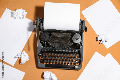 Vintage typewriter with bla...