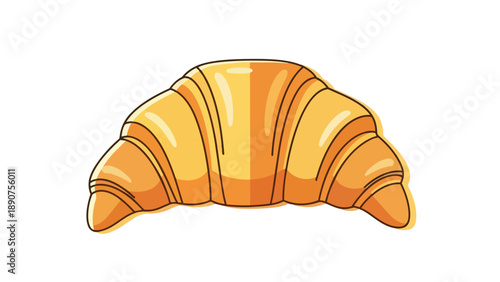 A delightful golden flaky croissant rendered in a clean illustration style perfect for a breakfast scene or a charming bakery graphic design element