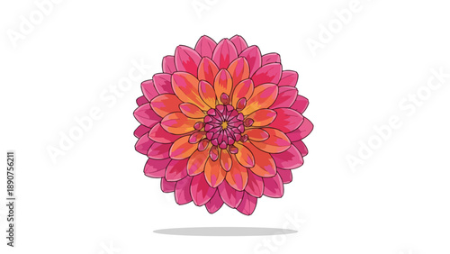 A stunningly vibrant and meticulously crafted digital illustration of a radiant multi-petaled flower, presenting botanical artistry and captivating