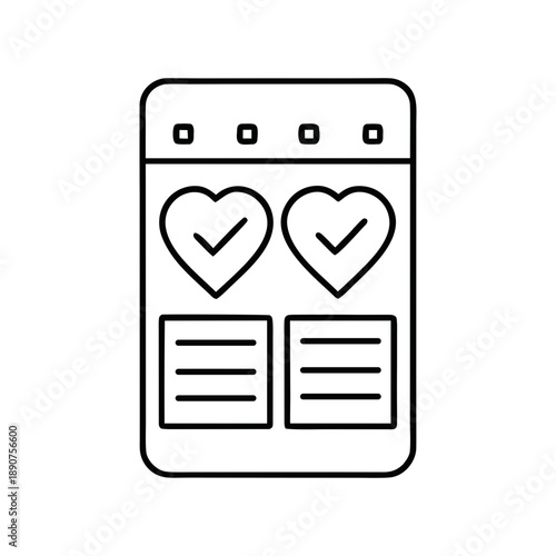 Dating App Match Icon Vector Illustration – Online Dating, Love Connection, Heart Match and Relationship Symbol
