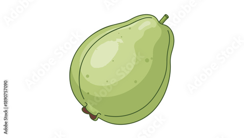 Vibrant green fruit illustration depicting a healthy tropical snack on a crisp white background