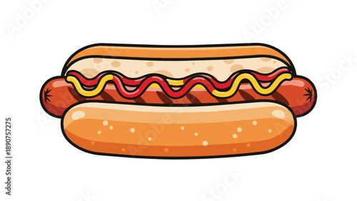 Vibrant cartoon hot dog with classic condiments a lively graphic for casual dining concepts