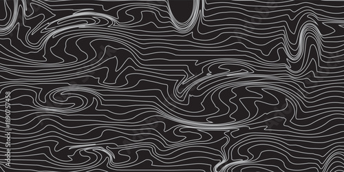 Abstract Topographic maps Pattern gold contour line Banner in texture black Background