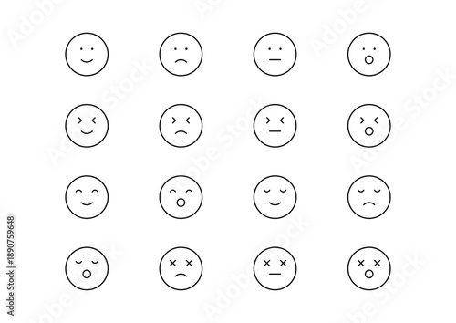 色々な表情のシンプルなイラストセット