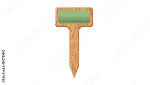 Wooden garden marker with a customizable green panel, perfect for labeling plants and organizing horticultural displays