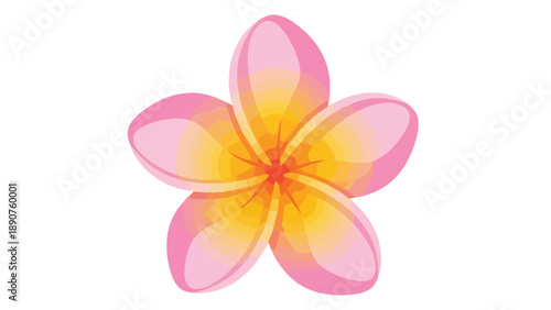 A beautifully rendered tropical bloom showcasing vibrant pink and warm yellow petals with an inviting orange core perfect for decorative summer