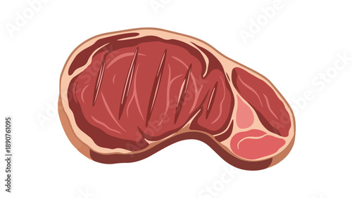 Juicy raw steak illustration with grill marks, ready for a delicious culinary experience showcasing premium protein