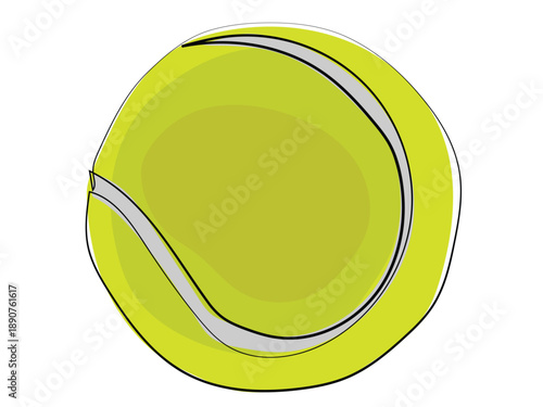 Tennis ball with a continuous stripe pattern.