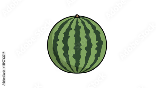 Vibrant green striped watermelon illustration on a clean white background ideal for fresh designs