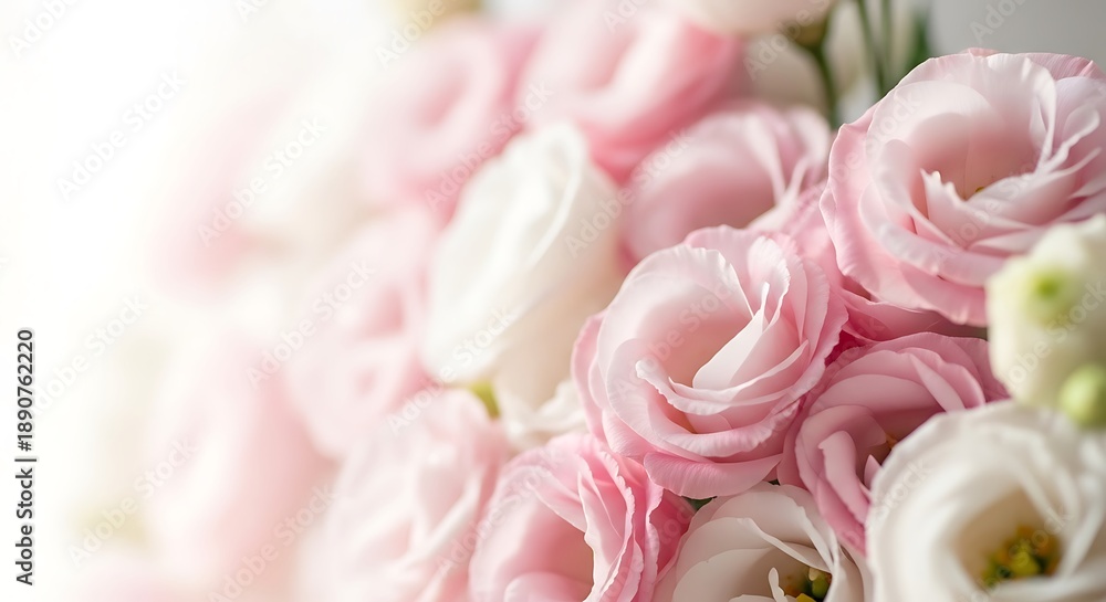 Obraz premium A close-up view of a bouquet of pink and white flowers with delicate petals and soft colors in a beautiful floral arrangement