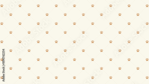 Cute pet paw print seamless vector background in warm earth tones, perfect for pet shop branding and decor