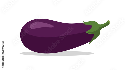 A beautiful vector illustration of a single vibrant purple eggplant, showcasing its glossy skin and fresh green stem. Perfect for promoting healthy