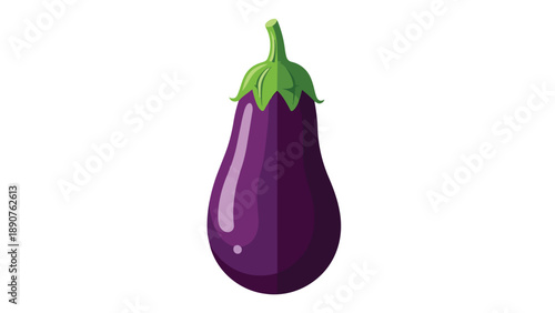 A vivid purple eggplant illustration featuring a fresh green stem. This iconic vegetable graphic is perfect for healthy culinary themes, recipe