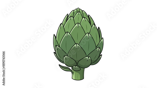 Captivating illustration of a fresh green artichoke isolated on a crisp white background offering a clean and appealing visual for healthy culinary