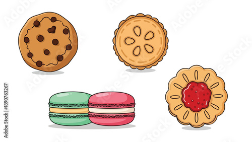 Delightful Assortment of Sweet Baked Treats and Colorful Macarons