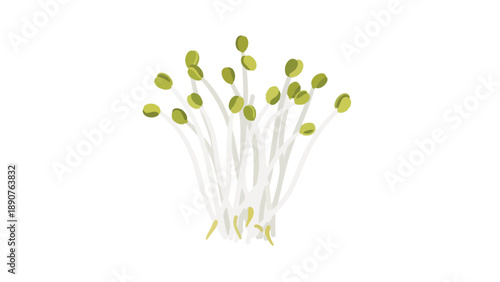 A fresh and vibrant illustration of delicate green sprouts with tender white stems, symbolizing organic growth, wholesome nutrition, and vital
