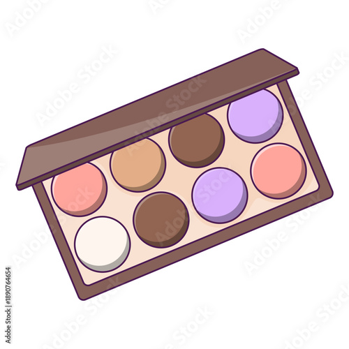 Flat Colorful Eyeshadow Palette Makeup Cosmetic Beauty Illustration