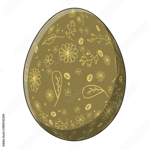 Decorative Handdrawn Floral Ornamental Pattern Egg Decoration Isolated Easter