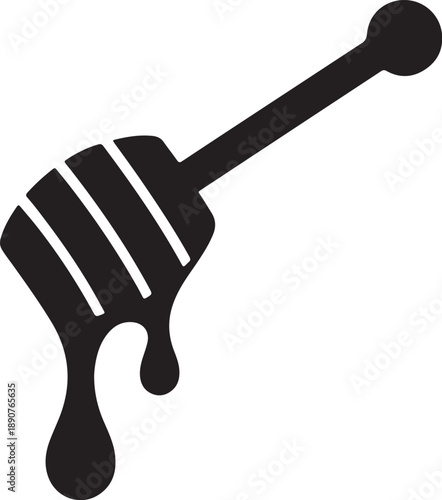 Honey Dipper Silhouette Icon,Natural Honey Tool Vector