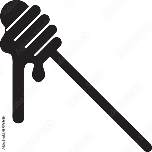 Honey Dipper Silhouette Icon,Natural Honey Tool Vector