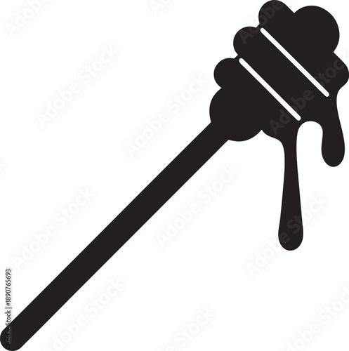 Honey Dipper Silhouette Icon,Natural Honey Tool Vector