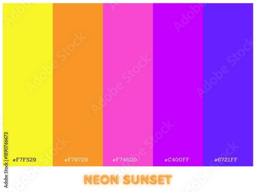 Neon color palette combining vivid colors for futuristic design aesthetics