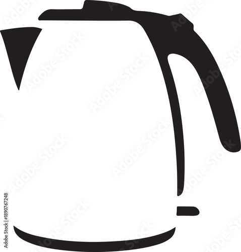 Modern electric kettle silhouette vector illustration with a sleek, minimalist design, perfect for kitchen appliance graphics and icons on a transparent background for various digital projects