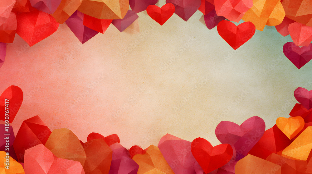Fototapeta premium un diseño de fondo con espacio de copia con un marco de corazones de papel creativos y decorativos para tarjeta de san valentin o celebracion romantica del dia del amor 