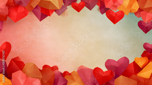 un diseño de fondo con espacio de copia con un marco de corazones de papel creativos y decorativos para tarjeta de san valentin o celebracion romantica del dia del amor  