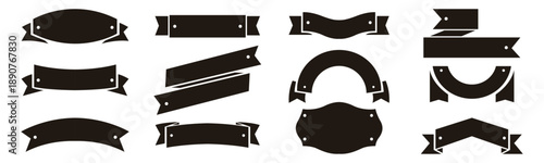 Set of black ribbon banners template design. vintage ribbons isolated on white background. vector