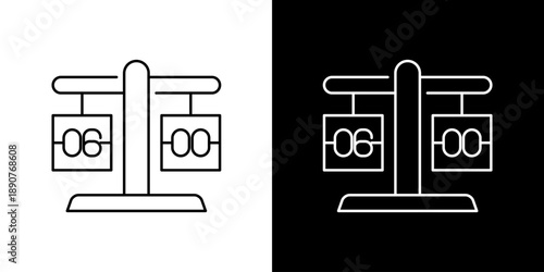 Modern line art icon of a digital scoreboard displaying numbers, ideal for tracking time, scores, or event progression in a minimalistic design