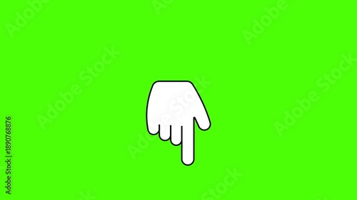 Finger pointer animation loop pointing down on green screen background 4K animation stock video