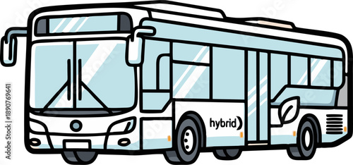 Hybrid Bus Illustration for Sustainable Public Transportation.