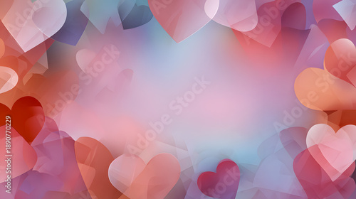 diseño de un fondo con un blur o desenfoque con espacio de copia para tarjeta con un marco de corazones en colores pastel elementos abstractos concepto del amor 