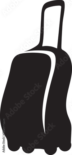 Elegant silhouette vector illustration of a modern wheeled travel luggage bag, ideal for global journeys, vacation adventures, or business trip concepts