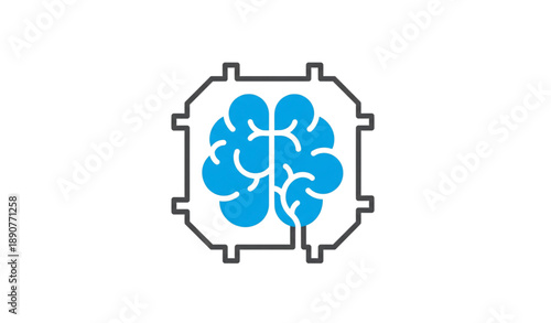Ai chip logo mark with brain artificial intelligence vector isolated on transparent background