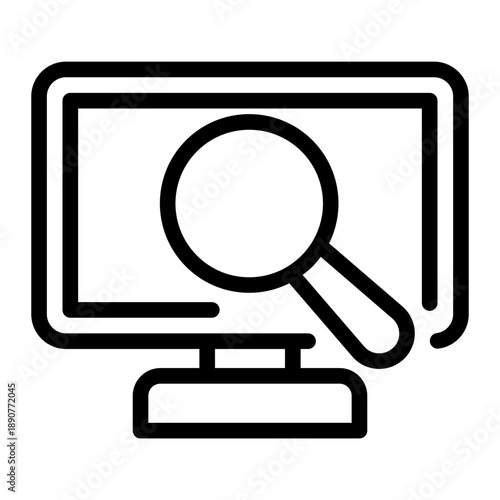 Line icon of computer searching
