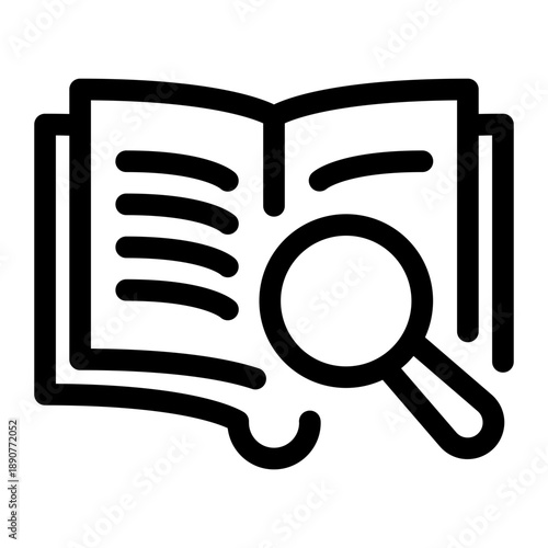 Line icon of book magnifying
