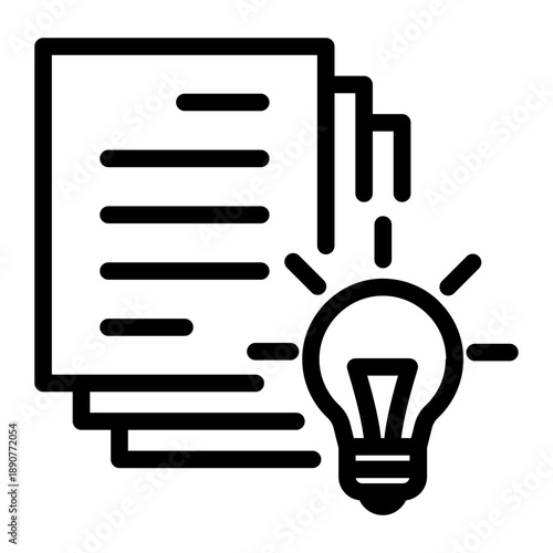 Line icon of document lightbulb