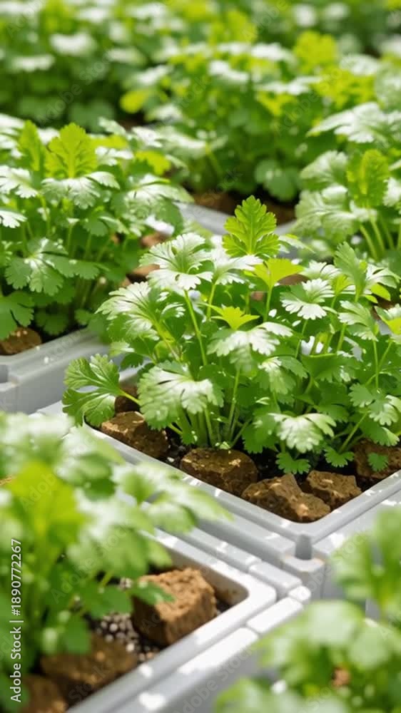 custom made wallpaper toronto digitalVertical farming technology herb leaf greenhouse garden tray cultivation lush green coriander seedling sustainable agriculture organic food healthy plant indoor garden hydroponic urban farming leafy
