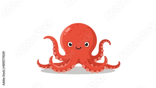 Photos Cute Cartoon Octopus Character Smiling