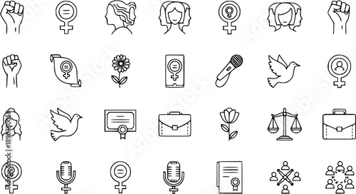 Feminist Icons  Symbols: Empowerment, Equality, Rights, Justice, Voice, Success, Peace