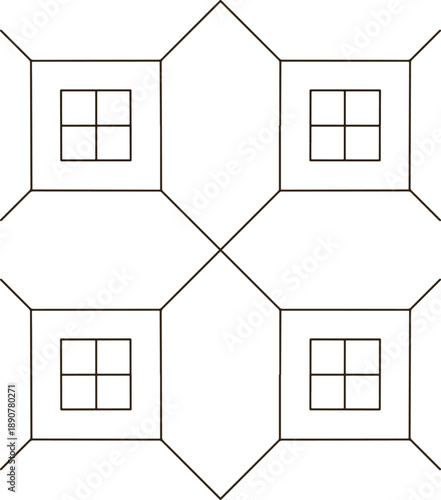 Simple Black and White Window Pane Style Architectural Motif